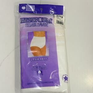New Vintage BESTFORM Silver Saver Womens Sz 8 White Cotton 3 Pair Style 1803G
